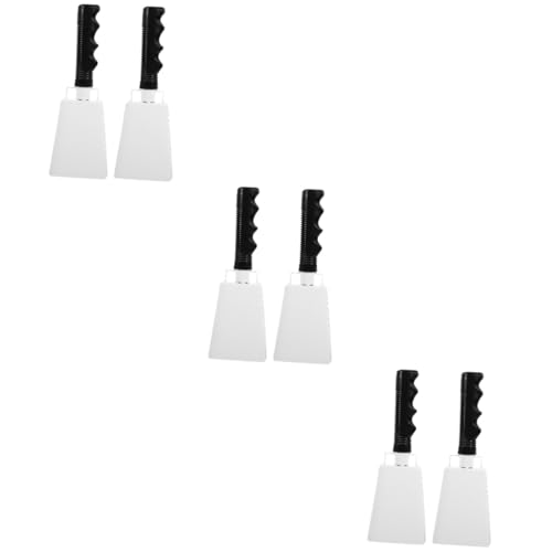 JEWEDECO 6pcs Cow Bells Ergonomic Handle for Cheering at Sporting Events Football Games and Parties Joyful Sound and Comfortable Grip Durable Hand Bells for All Occasions