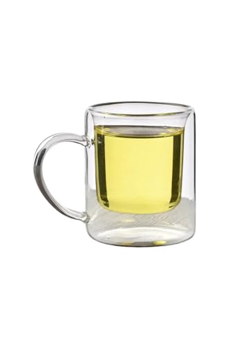 Çift Cidarlı Borosilikat Cam Kupa, 200 ml, Beyaz, Modern, Latte, Filtre Kahve ve Bitki Çayı için, 1 Adet - 2837