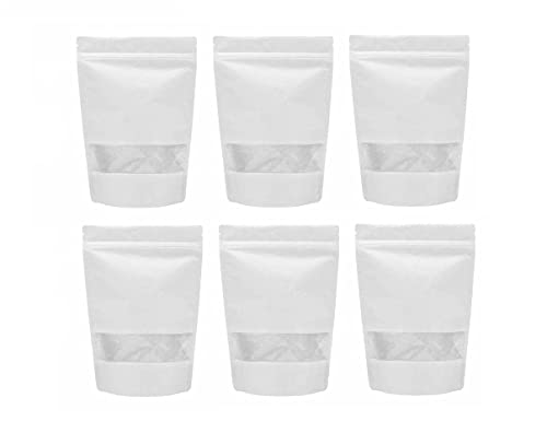 Image of DEERA White Ziplock Stand Up Pouch 135x220mm Pack of 50