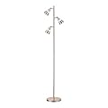 O’Bright Ash - 3-Light LED Tree Floor Lamp, Dimmable 3-Head LED, Multidirectional Standing lamp, Adjustable Multi-Shade, Swivel Cone Floor Lamp for Living Room, Bedroom, Brushed Nickel