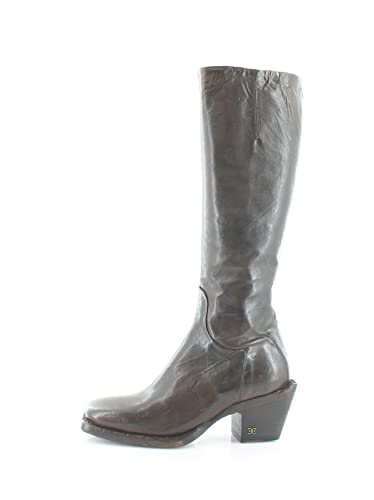 Sam Edelman Tamea Dark Brown Washed Leather Square Toe Stacked Heel Western Boot2