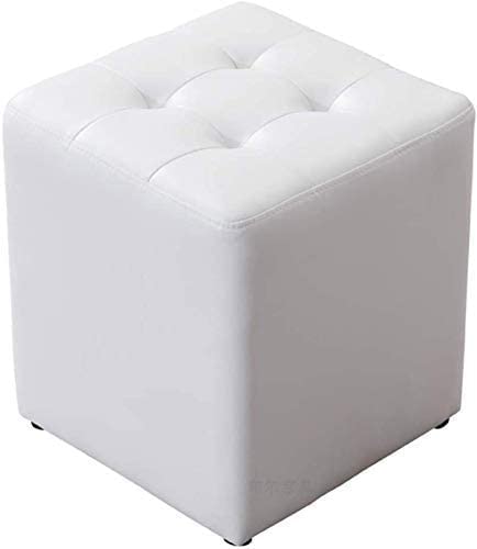 Reposapiés otomano rectangular negro moderno – Reposapiés pequeño de piel sintética y silla de asiento (32 x 35 cm) para sala de estar, dormitorio y oficina