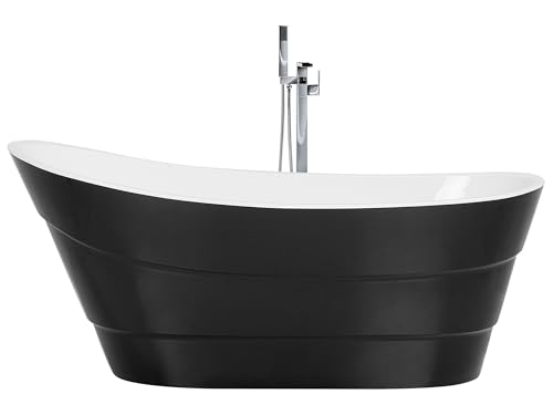 Baignoire Moderne Acrylique Forme Ovale Autoportante Système Trop- Plein Noire Buenavista