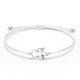 Susan’s Choice Schutzengel Armband für Mädchen, Geschenk zur Kommunion, Konfirmation, Taufe oder Geburtstag, Edelstahl Engel Anhänger mit verstellbarem Textilarmband, inklusive Geschenkkarte, Weiß