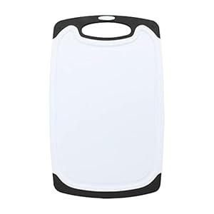 KUFUNG Kitchen Cutting Board – Juice Grooves with Easy-Grip Handles, Non-Porous, Dishwasher Safe (S, Black)