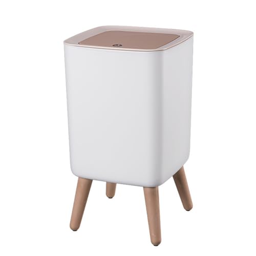 Xiraivkeプッシュボタンゴミ箱、プレス上蓋付きゴミ箱、ふたつきゴミ箱、脚付きゴミ箱、蓋付きキッチンゴミ箱、木目調ゴ蓋付きトップゴミ箱、フタ付きゴミ箱、消臭密閉音無しおしゃれ多機能ごみ箱、木製三脚ゴミ箱キッチンバスルームリビングルームオフィス 屋内屋外