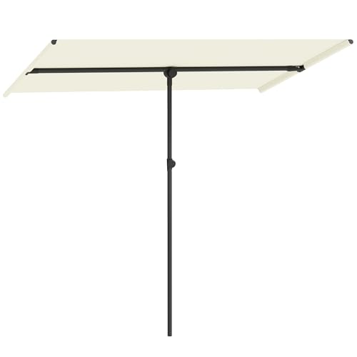Outsunny Sonnenschirm 180 Grad drehbar Höhenverstellbar Gartenschirm mit Aluminium-Mast Marktschirm Sonnenschutz Schirm Ampelschirm Parasol Balkonschirm Sonnenschirm für Balkon 150x205cm Beige