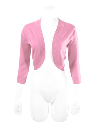 Image of Allsense Women's 3 /4 Sleeve Bolero Shrug for Dresses | Open Front Cropped Cardigan, Lightweight Knit Dress Cover Up