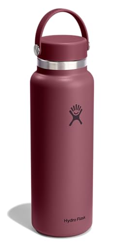 Image of Hydro Flask Water Bottle - Insulated Stainless Steel - Wide Mouth Flex Lid, Non Spill, Leakproof and Refillable in 40 Oz Burgundy