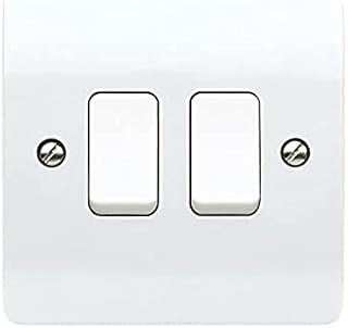 MK Logic Plus K4872 WHI 10AX Single Pole 2 way Plateswitch, 2 Gang