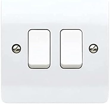 MK Logic Plus K4872 WHI 10AX Single Pole 2 way Plateswitch, 2 Gang,White