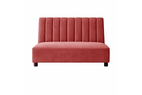 Image of Rosebell 2 Seater Sofa Set with Ottoman, Plush Upholstered Couch with Matching Footrest, Modern Comfortable Seating for Living Room Bedroom Home Furniture - Rose Pink Color