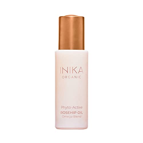 INIKA Organic Phyto-Active Rosehip Oil. Luxurious blend of Rosehip and antioxidant rich botanical Extracts to protect, plump and smooth skin. Natural, Vegan and Cruelty-Free Formula.