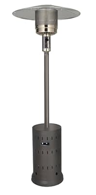 Golden Flame Outdoor Natural Gas Patio Heater | 45,000 BTU | XL-Series | Anti-Tilt and Safety Shut-Off | Residential and Commercial | Includes Drink Table Surface and Wheels | Matte Mocha