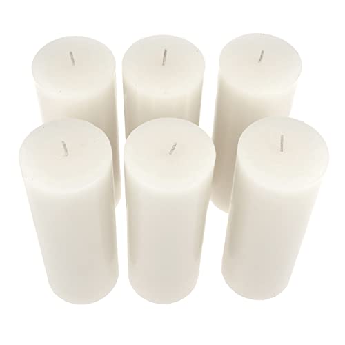 Image of Stonebriar Tall 3 x 6 Inch 80 Hour Long Burning Unscented Wax Flat Top Pillar Candles, White, 6 Pack