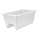 The HC Companies 24 Inch Deck Railing Planter Box - Decorative Lightweight Weatherproof Plastic Plant Pot for Outdoor Balcony, Porch, Garden, Fence, White