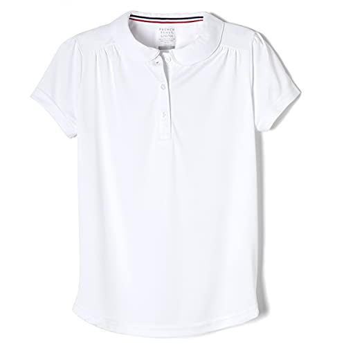 French Toast Girls' Short Sleeve Moisture Wicking Sport Polo, White, XL (14/16)