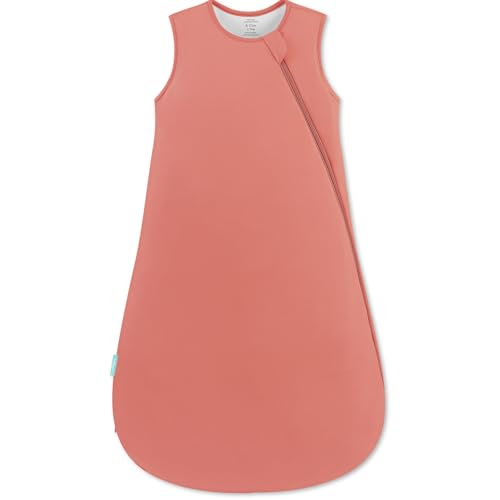 PurComfy Quilted Supersoft Sleep Sack, 2.5 TOG Premium Bamboo Viscose Warm Baby Sleeping Bag, Thick Babies Wearable Blanket Coral 0-3 Months