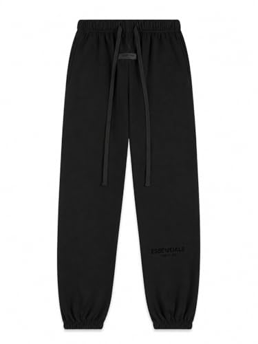 Mens Sweatpants Cotton Tapered Athletic Joggers for Men Casual with Pockets Black L