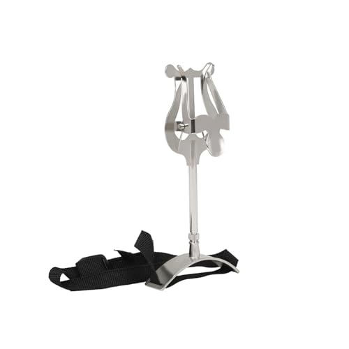 13.1cm Silver Metal Marching Band Lyre – Adjustable Clip & Black Strap for Baritone Trombone, Brass Instrument Accessory
