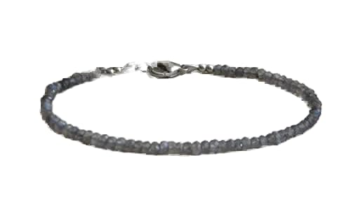 Bracelet labradorite 7 pouces et fermoir argenté le cadeau unisexe en pierre véritable