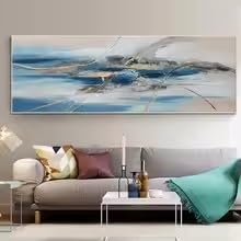 Modern Canvas Painting Abstract Landscape White Gold Line Posters and Prints Wall Art Pictures for Living Room Decor(20x40cm/Frameless)