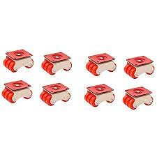 Implemental 6-Wheels Roller Moving Castor with Steel Plates/furniture mover lifter/furniture roller wheel/mover wheels (Orange, 50 mm) -8 Pieces in 1 Box