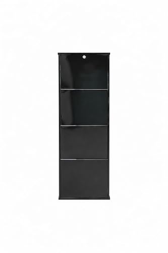 Image of Shoe Rack, Wall Mounted and Freestanding Metal, Multiple Shelf Options, White and Black (Black, 4)