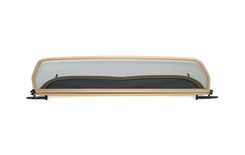 GermanTuningParts Déflecteur de Vent pour Peugeot 206 (2000-2006) - Pliable - avec Fermeture Rapide - Beige | Filet Anti-Remous Coupe | Déflecteur d'air