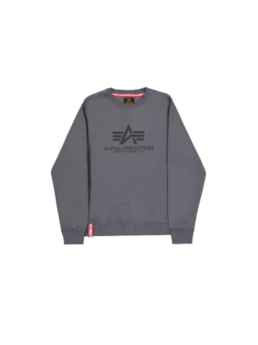 Alpha Industries Herren Basic Pullover Sweatshirt, Blickdicht, Grauschwarz/Schwarz, XXL – Ansicht 1