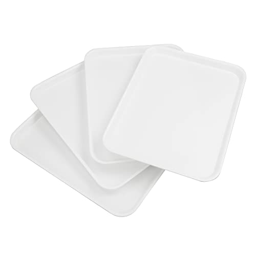 Tstorage Weiß Fast Food Tablett Serviertablett Kunststoff Plastik, Rechteckig, 4 Stück Cover