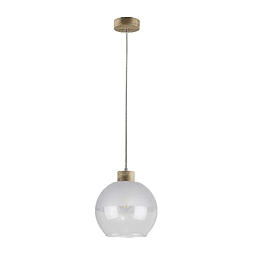 Lampe à suspension en verre Homemania | Lustre en bois blanc pour salon