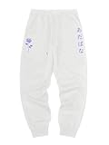 WDIRARA Men's Floral Letter Graphic Print Drawstring Waist Tie Front Sweatpants White Rose Medium
