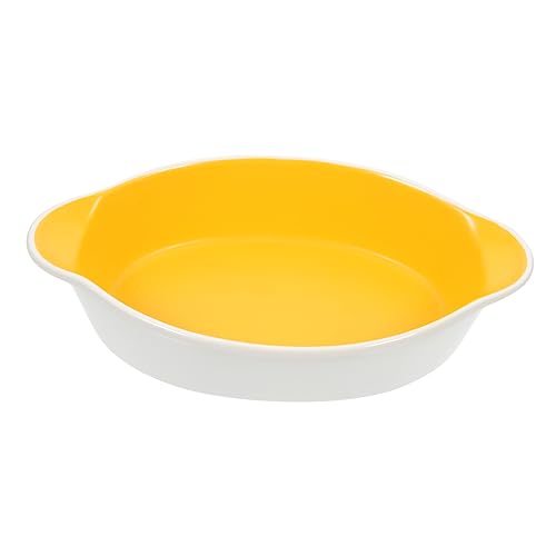 VALICLUD Teglia Da Forno in Ceramica Bicolore Con Manici Antiscivolo, Piatto Profondo Per Formaggi e Torte, Resistente, Per Forno e Uso Domestico