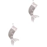 Artibetter Tasche Glitzernd Schwanz Strumpf Party - Fenster Süß Süß Beutel Kinder Hängen Baum Silber Zoll Kamin Strumpf Verzierung für Meerjungfrau Wand Urlaub Tasche Geschenk