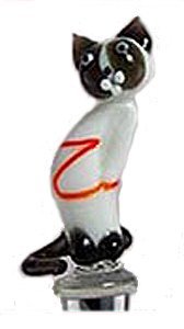 Hand-blown Glass Cat Bottle Stopper by Yurana Designs - BS060