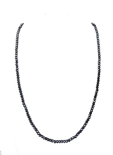 Natural Black Spinel Necklace 20 Inch With Sterling Silver Clasp, 68 Cts Faceted Rondelles Beads, Spinel Silver Jewelry4