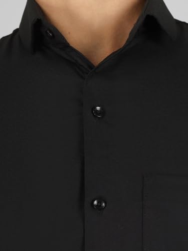 Image of Mens Cotton Lycra Full Sleeve Slim Fit Semi-Formal Shirt | Textured Pattern | Curved Hem