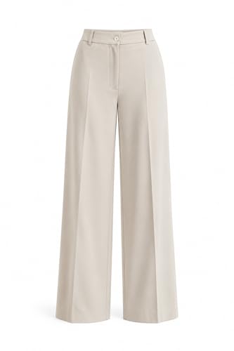 Image of Korean Pants for Woman | High Waist Wide Leg Trouser | Formal Office Casual Wear | Zero See-Through Semi-Stretchable Fabric