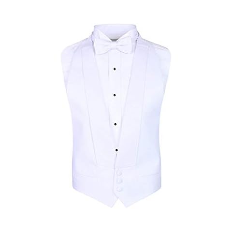 S.H. Churchill & Co. White Pique Vest & Pre Tied Bow Tie - (FITALL, White) Cover