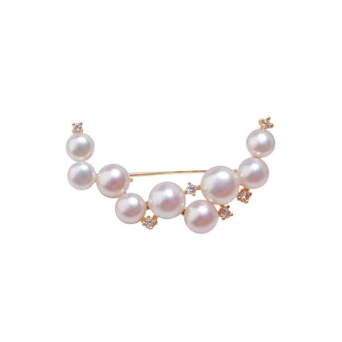 CDGTHYU EleganceS Freshwater Pearl Moon Brooch Female Arts Crafts Hundreds Crescent-shaped Multi-bead Pin