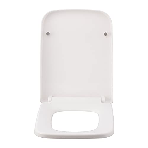 Asiento de inodoro YUYTE, asiento redondeado con esquina redonda, robusto de PP para inodoros estándar, fácil instalación, cierre suave, blanco miniatura 6