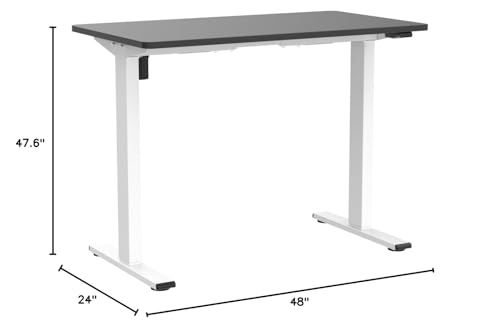 FLEXISPOT EN1 One Piece Standing Desk, 48 x 24 Inch Electric Adjustable Height Desk for Home Office and Computer Workstation (White Frame + Black Top, 2 Packages)