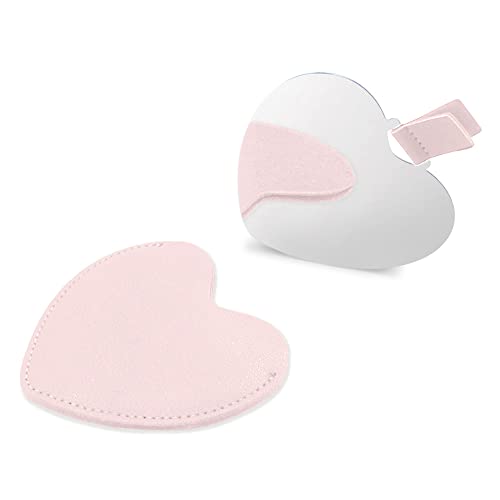 Compact Stainless Steel Mirror, Heart Shaped Shatterproof Pocket Mirror With Pu Leather Sleeve, Mini Unbreakable Purse Mirror Portable For Travel Makeup Bag, For Women Girls, Pink #TOP22