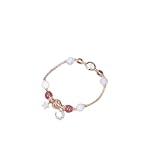 CWZZWS Brazalete de Encanto Estrella de Luna Amarilla Cristal púrpura Cristal Cristal Blanca Luna de Luna de Oro Pulseras de Color de Color de Oro para Mujeres Joyas de Moda (tamaño: Blanco)