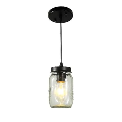 YCWZKJ Lámpara Colgante en Forma de Botella con Pantalla de Cristal Transparente, Soporte de Hierro, Estilo Industrial Retro Americano, Base E26/E27, Cable Ajustable de 99 cm para Estilo
