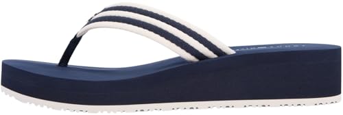 Tommy Hilfiger TH Stripe Summer Sandal Fw0fw09196, Chanclas Mujer, Blue (Space Blue), 38 EU