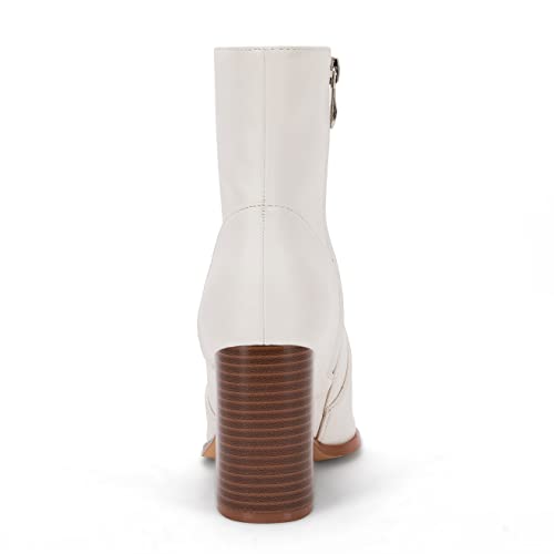 Ermonn Womens Pointed Toe High Heels Ankle Boots Zipper Block Chunky Heel Knit Elastic Fall Winter Dressy Booties2