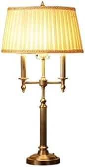 YUANFLQ Gold-Plated Copper Desk Lamp American Copper Desk Lamp Plug-in Bedroom Bedside Lamp Living Room Warm Romantic Simple Modern Lighting Linen Lampshade Lint-Free Easy to Clean
