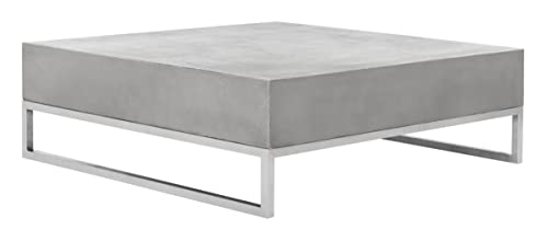 SAFAVIEH Outdoor Collection Eartha Modern Dark Grey Concrete Coffee Table (Fully Assembled)